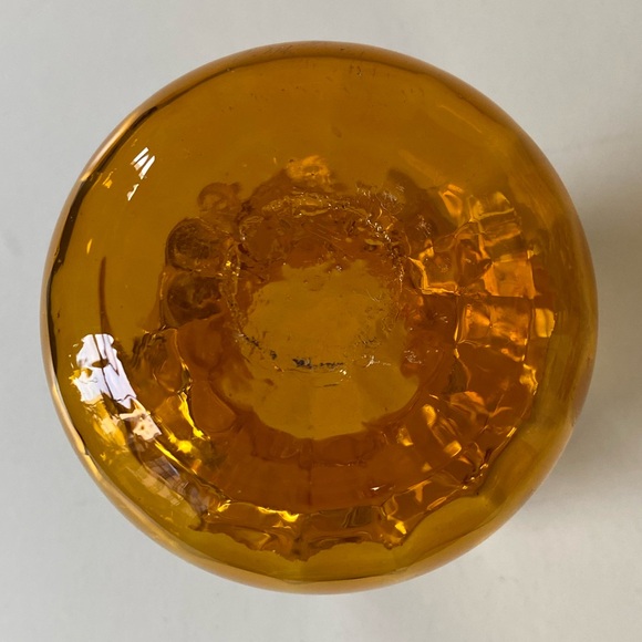 Vintage Pilgrim Glass Amber Vase with Applied Clear Glass Accents - 3.5” - Picture 9 of 10